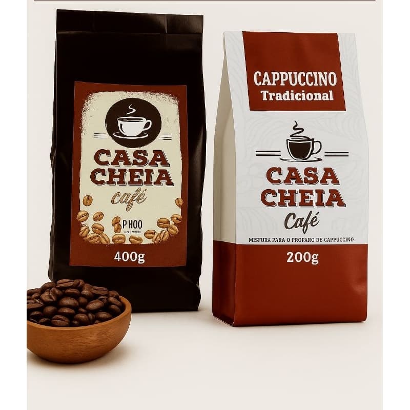 Café em Grãos + Capuccino Casa Cheia.