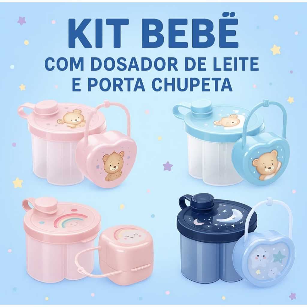 Porta Chupeta + Dosador ade Leite em Pó Plasutil 2 Em 1 Protetor De Chupeta + Porta Leite
