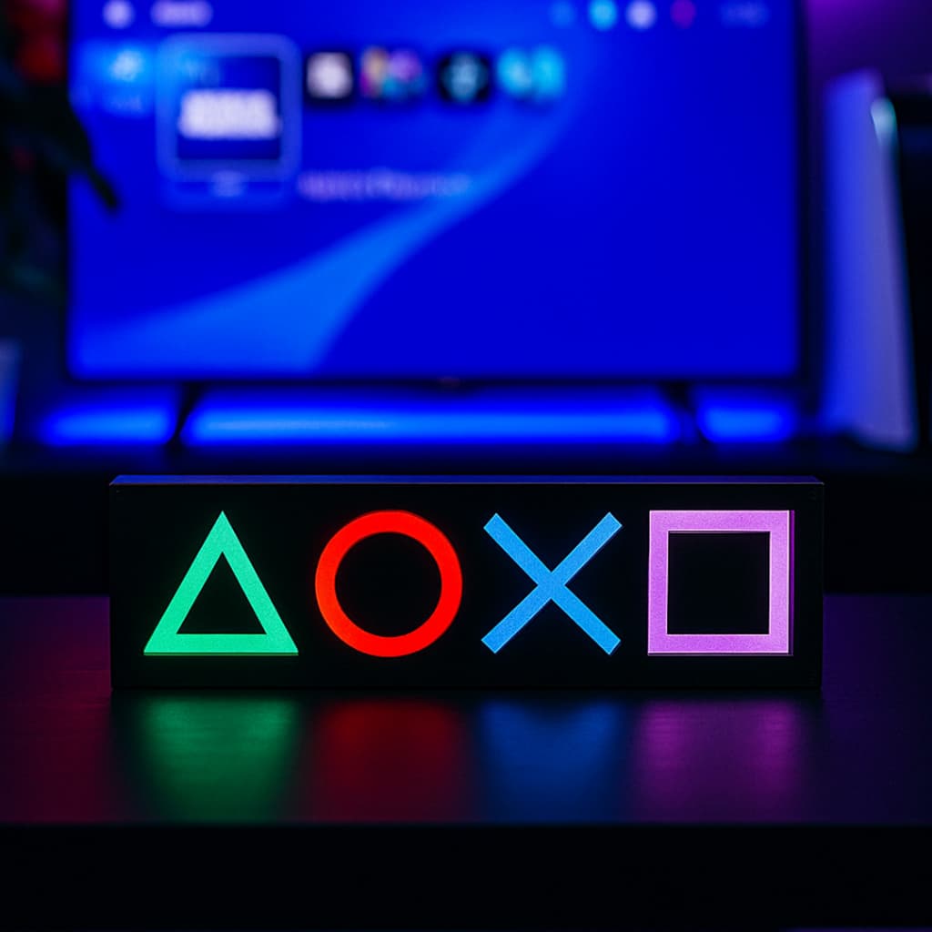 Luminária Gamer Geek Ícones Playstation Botões Controle de Vídeo Game Com Led Bivolt
