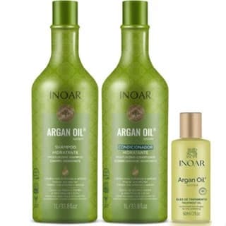 INOAR Kit Shampoo e Condicionador Argan Oil Hidratante 1L  Óleo de Tratamento 60ml