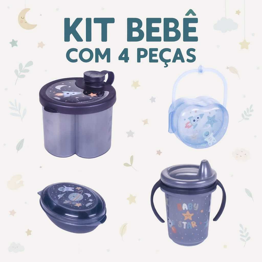 Kit 4 em 1 Protetor De Chupeta + Saboneteira Infantil + Dosador De Leite Em Pó Ou fórmula + Copo De treinamento Plasutil