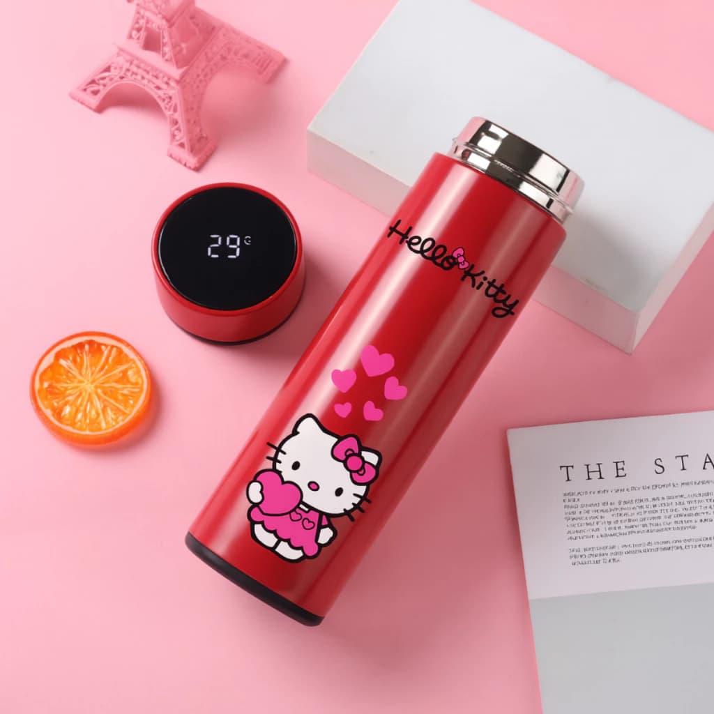Garrafa Térmica Hello Kitty 500ml Quente e Frio com Termômetro Digital + Tampa - Entrega Rápida
