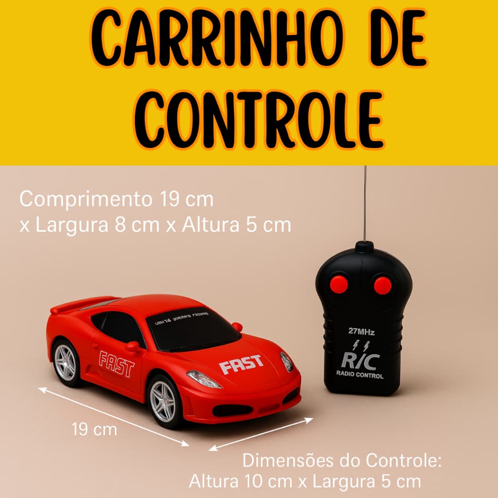 Carrinho Remoto Controle Remoto Corrida Brinquedo Speed Racing  2 Funções Frente e Ré Infantil