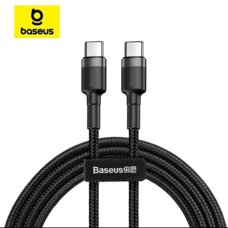 Cabo reforçado Baseus USB-C para USB-C 60W  1M 2M Carregamento Rápido