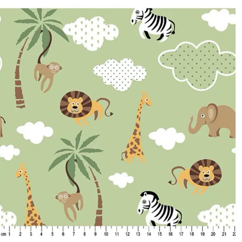 Tecido Tricoline Safari Caldeira – Estampa Animais para Patchwork e Enxoval 50cm x 1,50