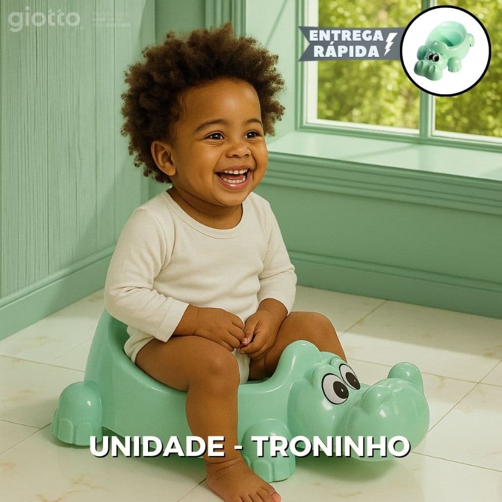 Troninho hipopótamo Infantil Verde Crianças Desfralde meninas e meninos banheiro desenho fofinho