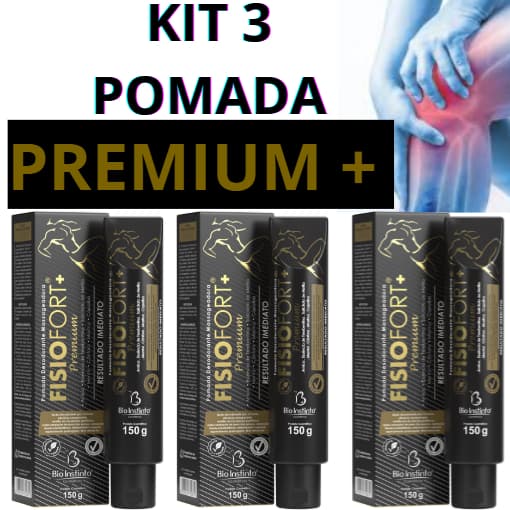 KIT 3  Pomada Fisiofort Premium 150gr Massageadora Relaxamento Atleta Academia Dores Musculares