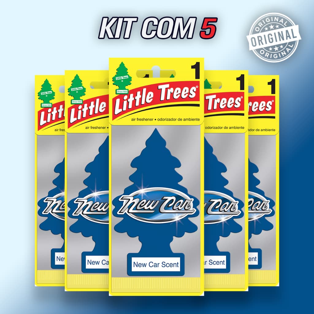 Kit 5 Cheirinho de carro Little Trees Original Aromatizante New Car Fragrancia premium Carro novo