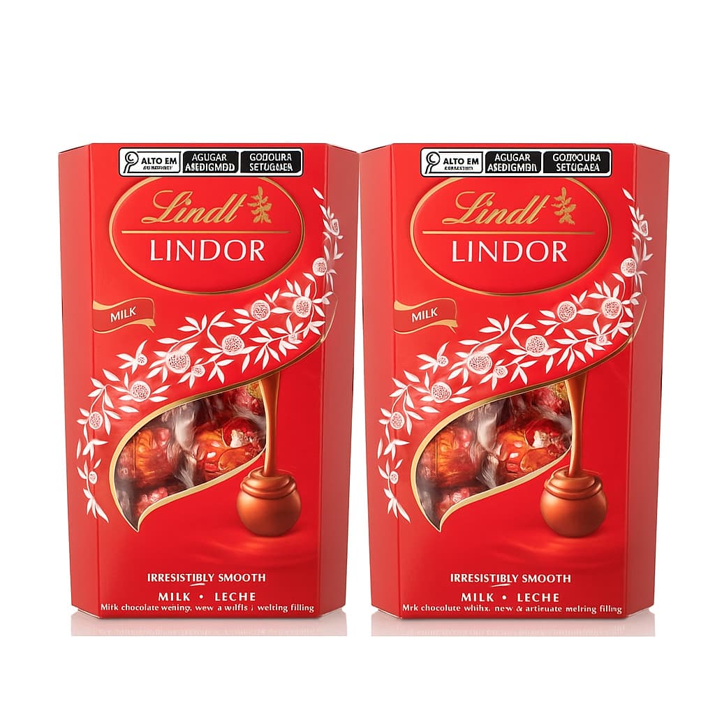 Kit 2 Caixas Lindt Lindor Ao Leite 200g – Chocolate Suíço Importado 16 Un, Presente Premium