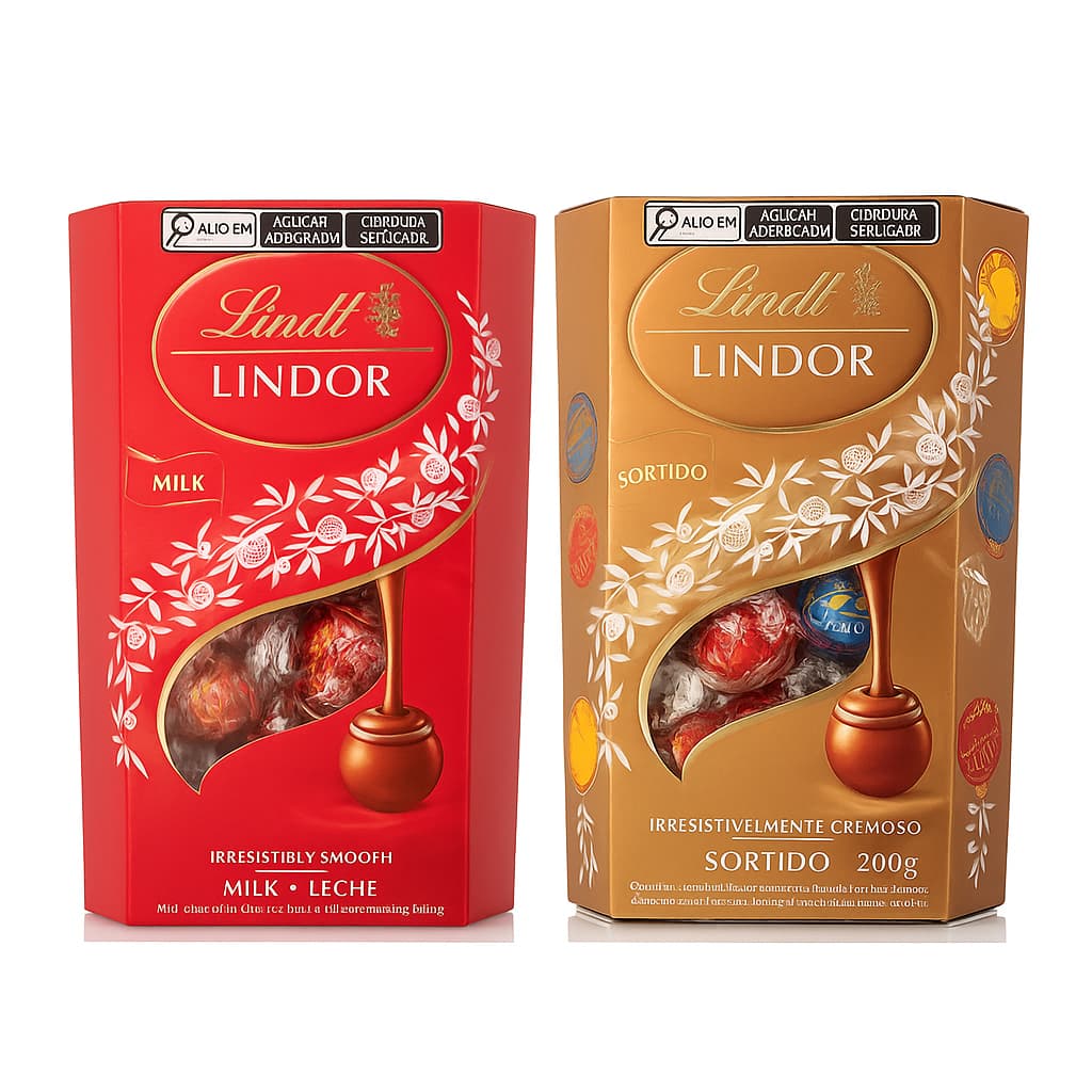 Combo Importados Lindt Lindor Sortidos + Ao Leite 200g Cada – Chocolate Suíço Premium