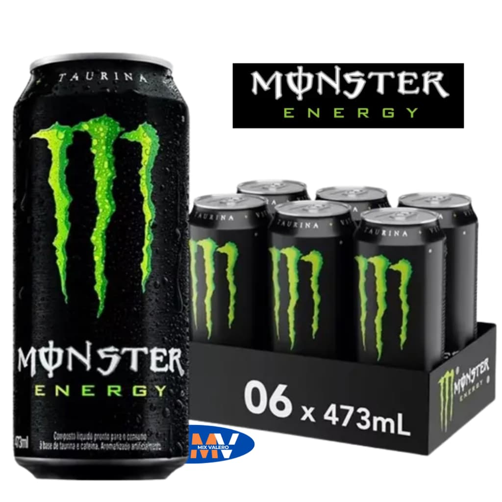 Energético Monster 473 ml Guaraná Taurina Pack 6 unidades Potência, foco e disposição Vitaminas Casa Trabalho
