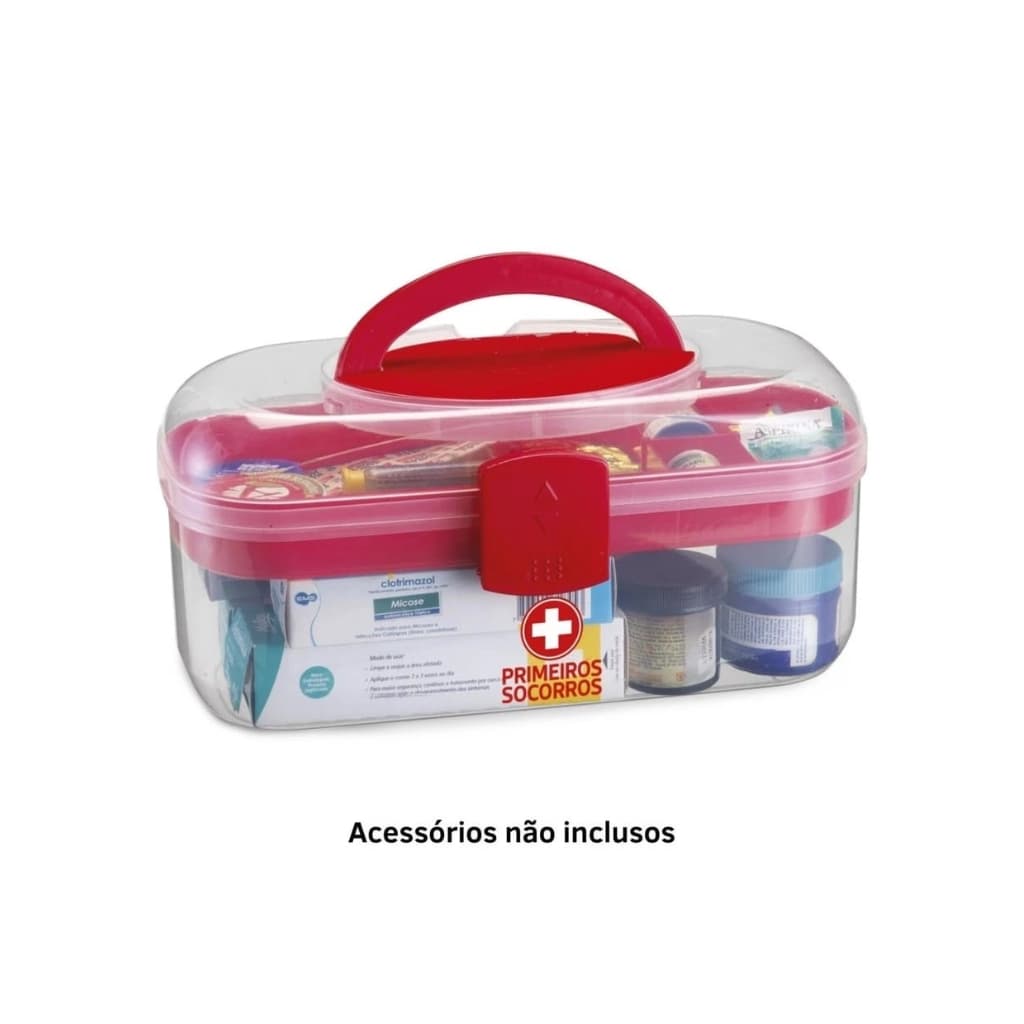 Caixa Maleta Para Kit Primeiros Socorros Medicamentos Cor Vermelho
