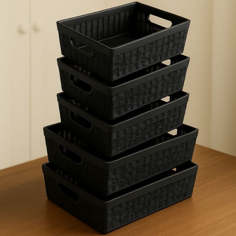 Kit 5 Cestos Organizadores 5,2 L 2 L Multiuso Banheiro Cozinha em Plástico Resistente Promoção