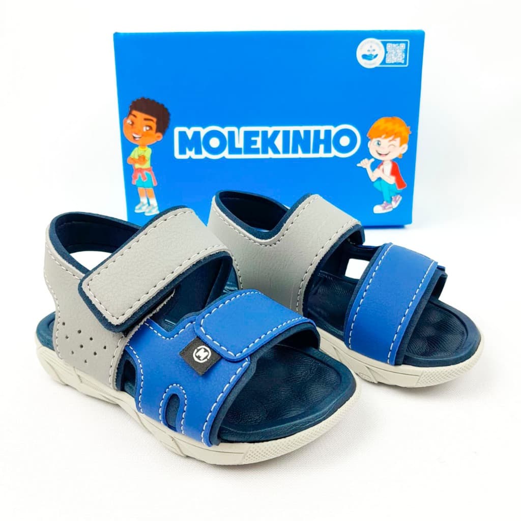 Sandália Papete Menino Molekinho Casual Escolar Anatômica Super Confortável Velcro Infantil Original