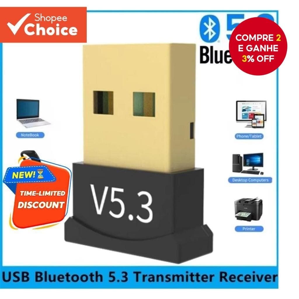 Adaptador USB Bluetooth 5.3/5.4 Transmissor Receptor Sem Fio Para Fone De Ouvido De Mouse De Computador Desktop