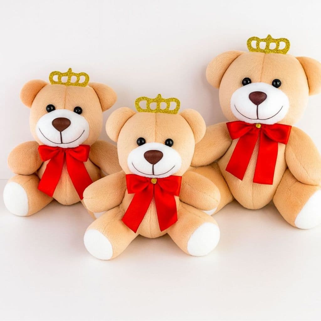 Trio Urso Articulado Decorativo para Quarto Infantil E Nicho Menina Menino Trio Articulado Vermelho