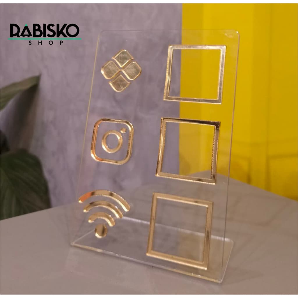 Placa 3 em 1  Pix + Instagram + Wi-Fi em Acrílico 10x15cm