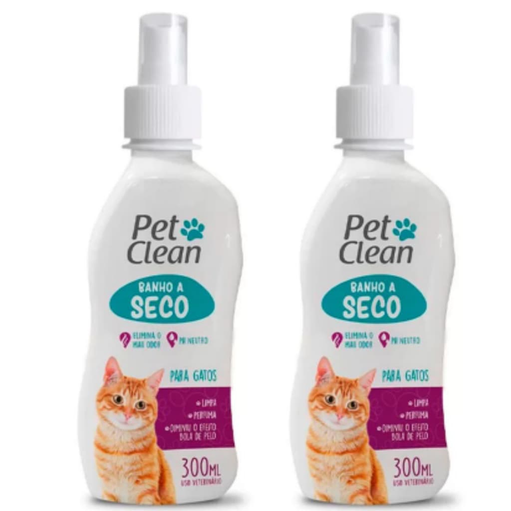 Shampoo Banho a Seco para Gatos Pet Clean 300ml - Envio Imediato