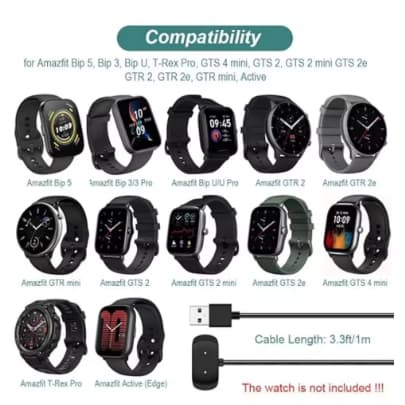 Para amazfit gts 2/gts 2 mini/gtr 2e/bip 5/bip 3/bip u carregador rápido carregador usb relógio inteligente cabo de carr