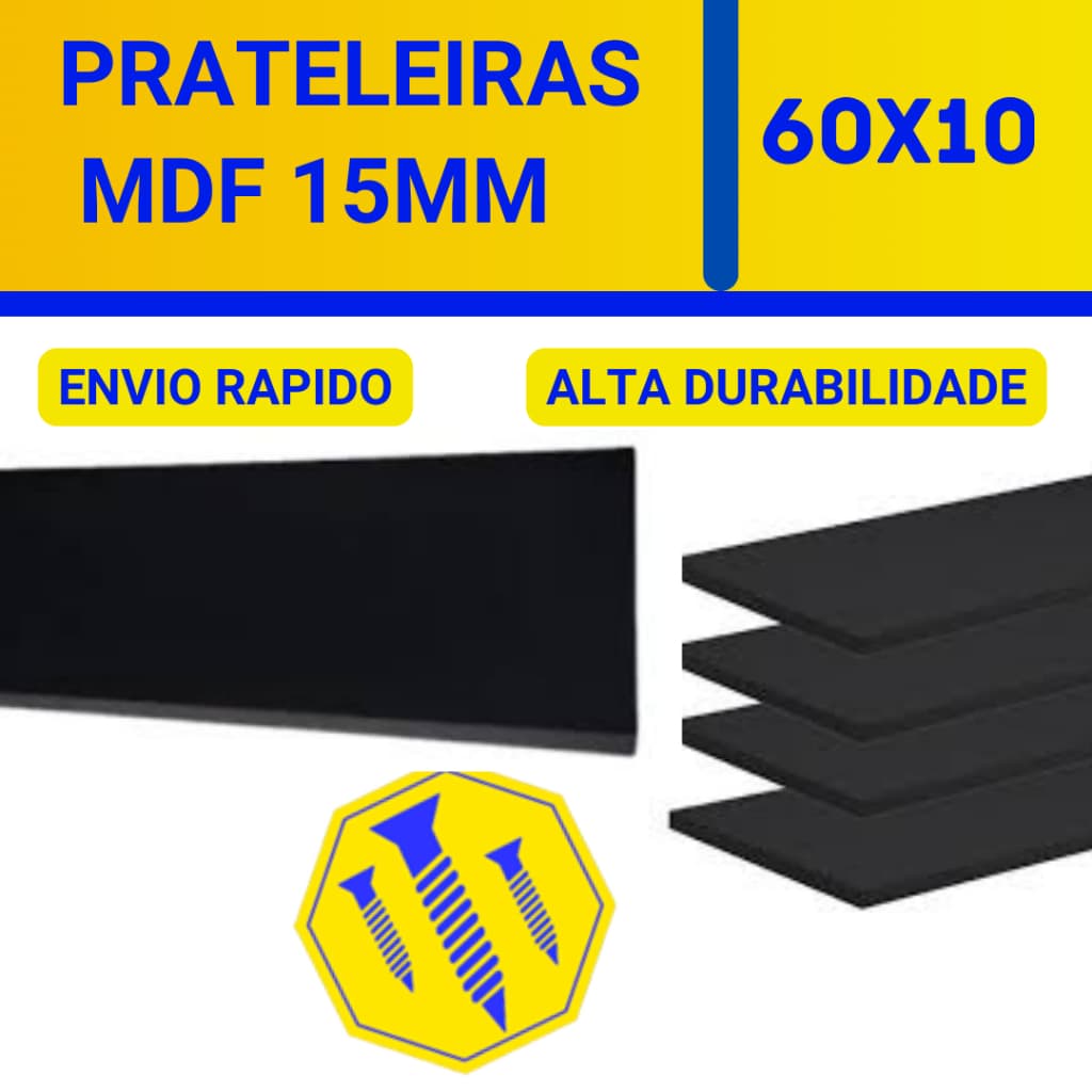 3 Prateleira Lisa Mdf 15mm Preto Tx 60x10 Cm Suporte Invisível prateleiras parede descorativa