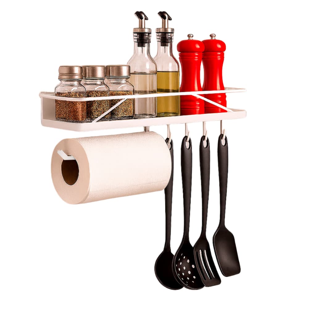 Suporte de Tempero Organizador de Cozinha Suspenso de Parede Multiuso Porta Condimento Utensilios de Cozinha com Gancho
