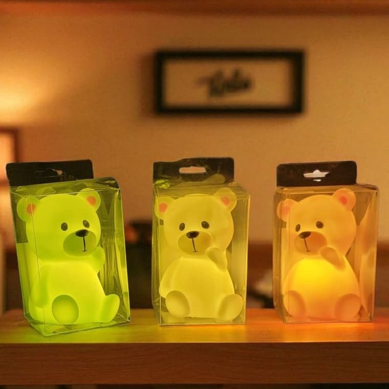 Luminária Ursinho Led a Bateria Decoração Quarto Bebê Fofinho Luminaria Infantil Urso