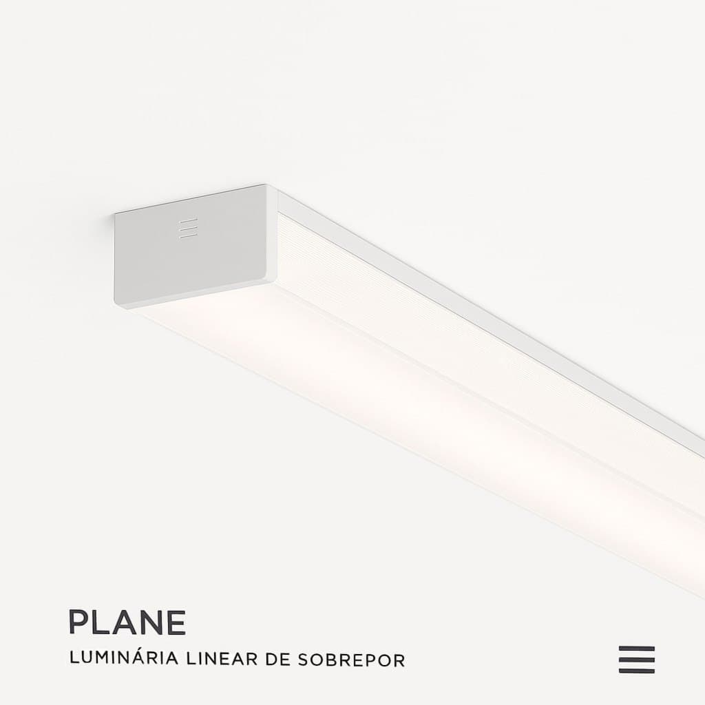 Luminária Plane Linear Sobrepor Led  Stella STL23941 120cm 32W 3000K 4000K Teto Escritório Comercial