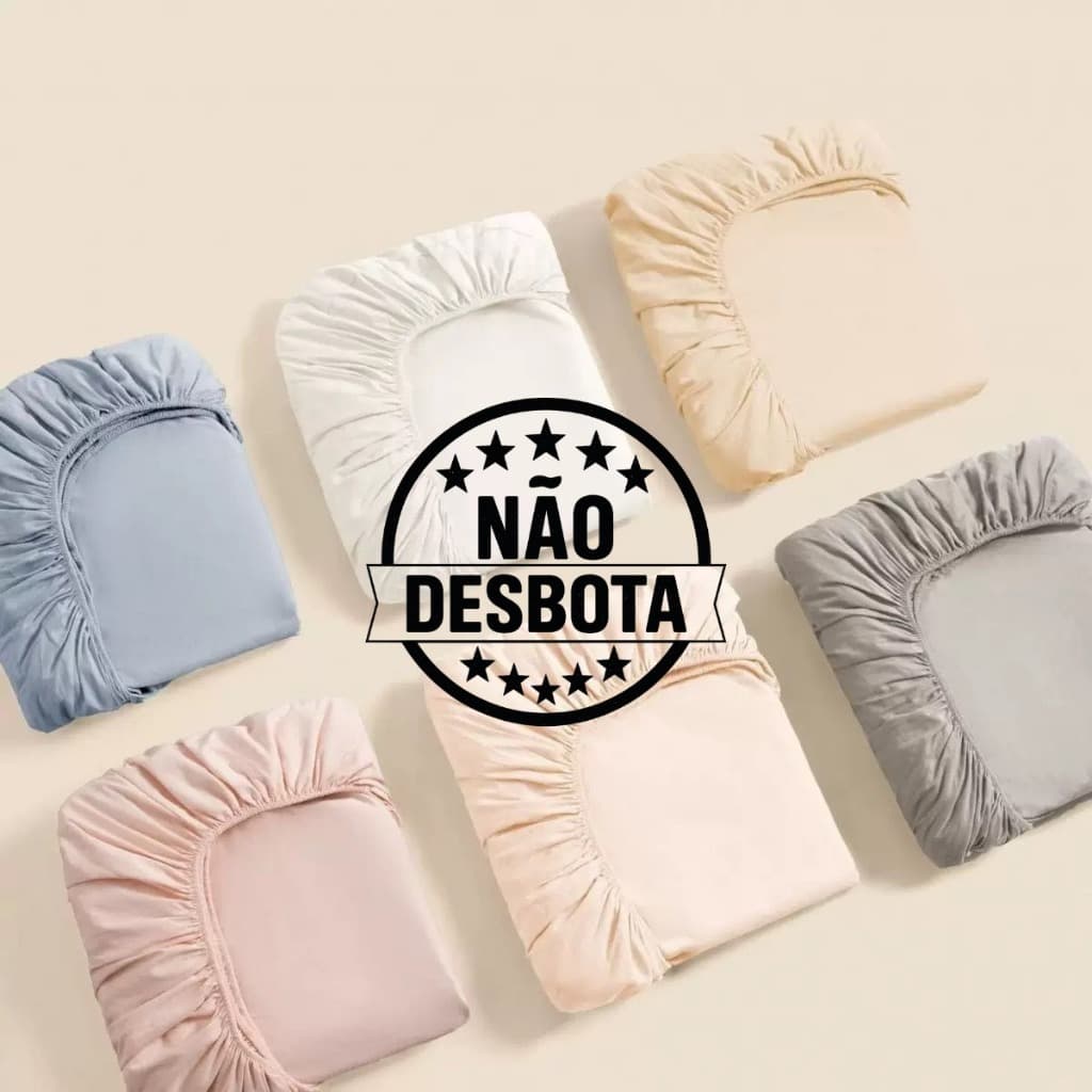 Jogo Lençol De Cama Solteiro 2 Peças e Casal Queen 3 Peças Liso Com Elástico Várias Cores