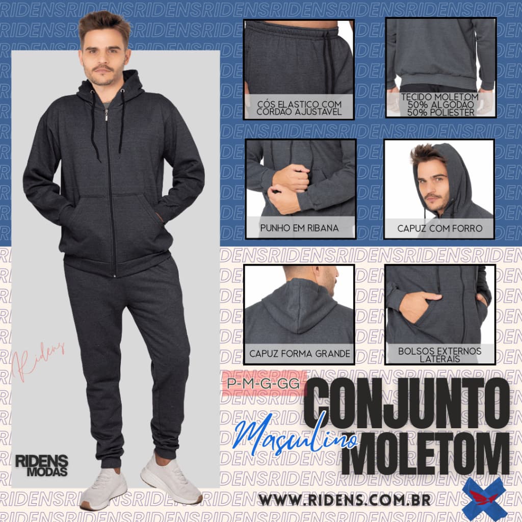 Conjunto moletom masculino Flanelado Inverno ideal para seu Dia