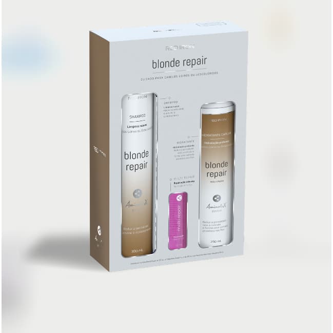 Kit Blonde Repair Red Iron – Shampoo + Condicionador Hidratante + Ampola Multirepair Grátis