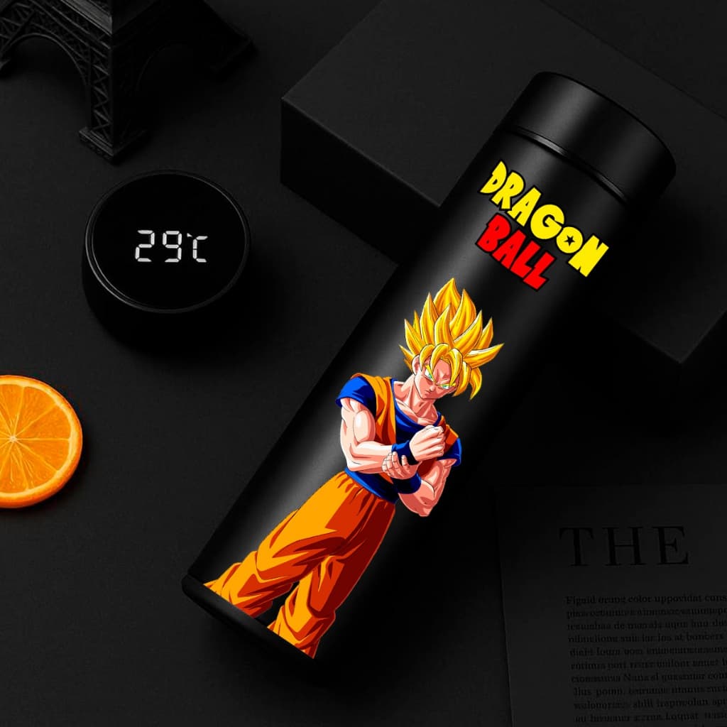 Garrafa Térmica Inox Dragon Ball Z Goku com Display Termômetro Digital 500ml