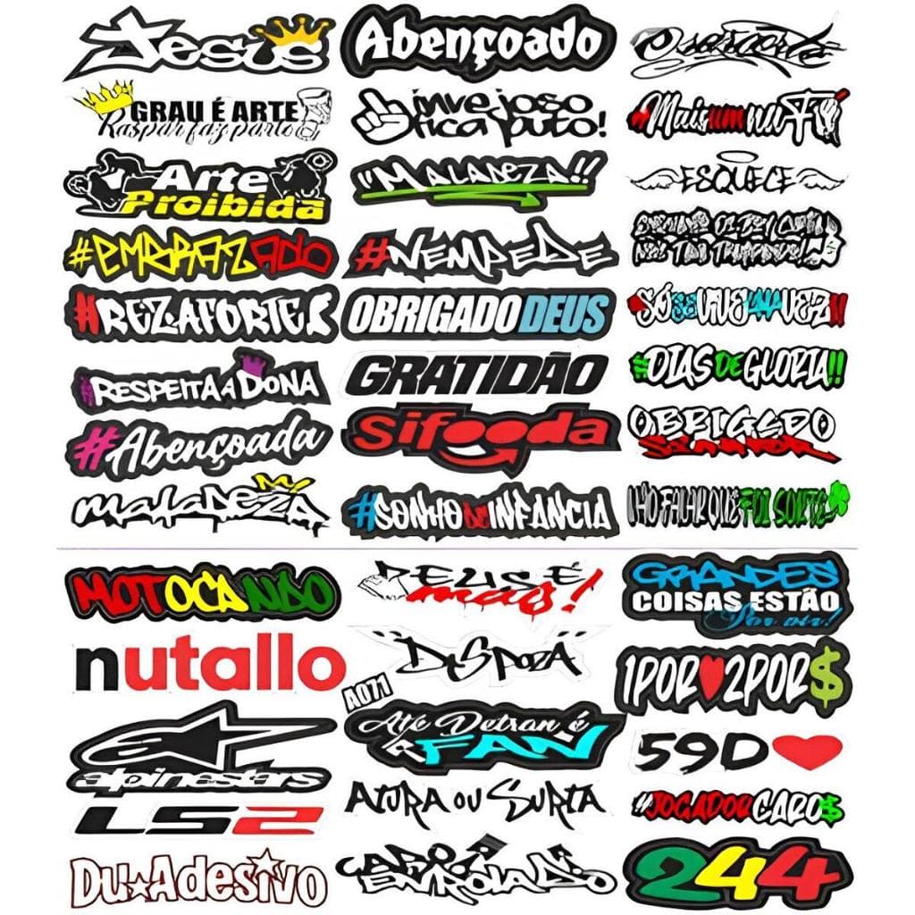 Kit 39 Cartela Super Com 39 Frases Para Sua Moto Carro Notebook Top de Qualidade e Resistente a Agua