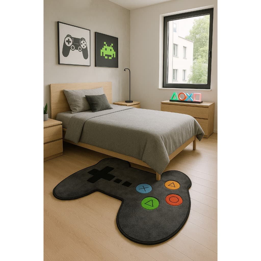 Tapete Infantil Quarto de Criança Pelúcia Controle Vídeo Game Play Xbox Decorativo Promoção