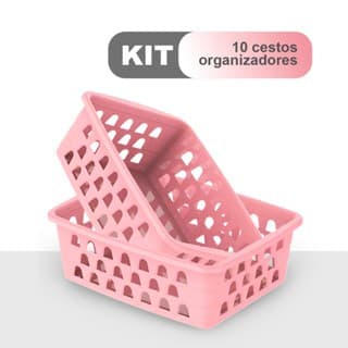 Cesto Organizador Multiuso Plástico Cozinha Banheiro Armário 16x12x6cm