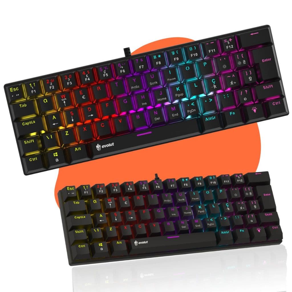 Teclado Gamer Mecânico 60% Preto Com Fio Led Rgb Pc USB Computador Switch Brown Marrom
