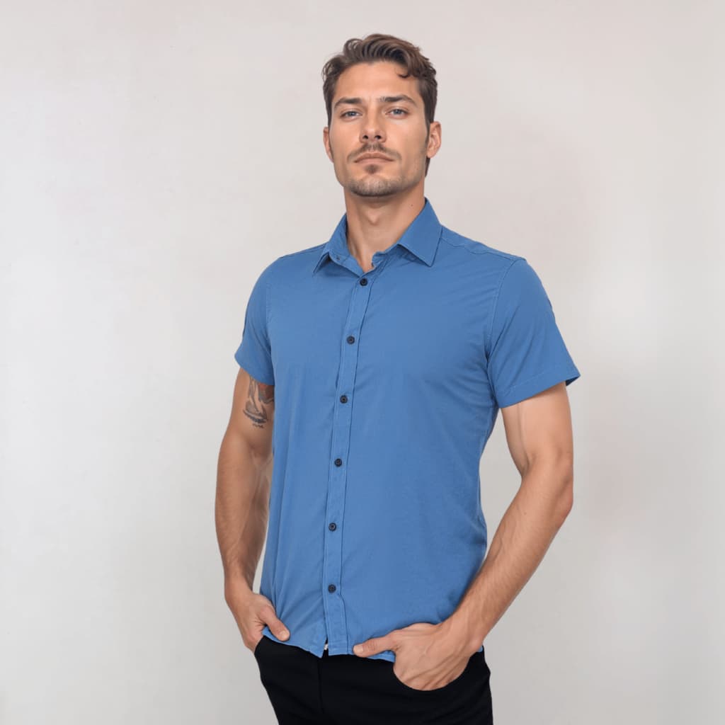 Camisa Social Slim Fit Elegante Microleve Masculina Blusa Slim Casual Microleve