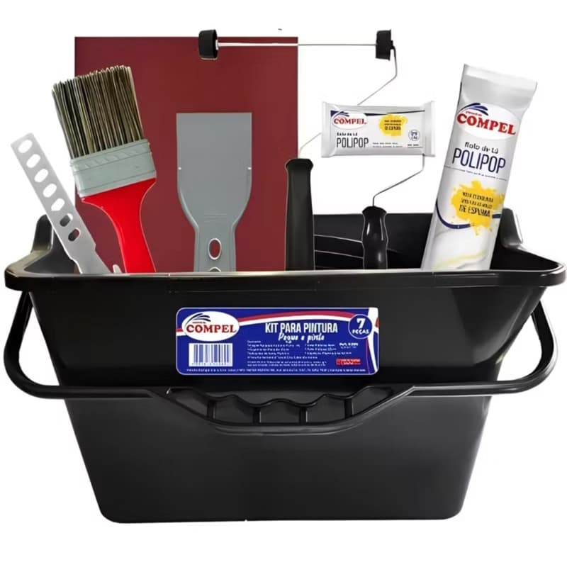 Kit de Pintura Completo 7 Peças sem respingo com caçamba Compel + Lixa de Massa Grátis