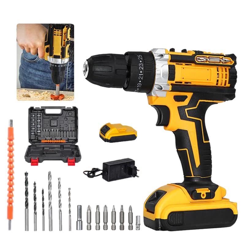 Parafusadeira Furadeira e Chave De Impacto 21v 02 Baterias Sem Fio Soquetes Com Maleta Profissional