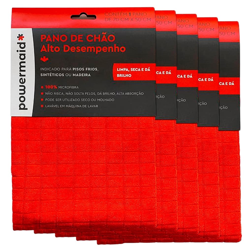 Kit 5 Pano Microfibra 50x70 Grande Limpeza Chão Carro Prato