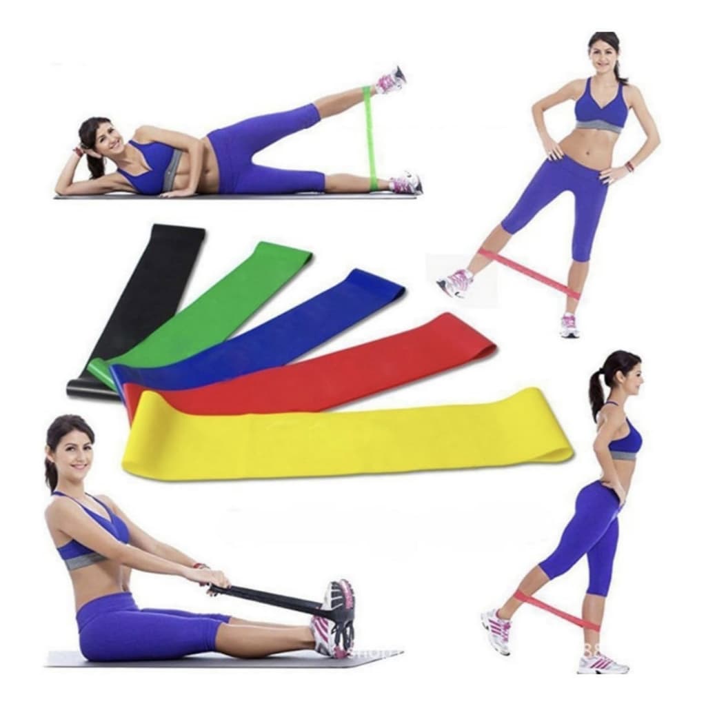 Kit 5 Mini Elástico Exercício Academia Treino Em Casa Gluteo