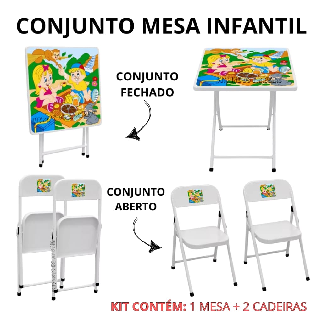 Kit Mesinha Com 2 Cadeiras Infantil Didática P/ Espaço Kids!