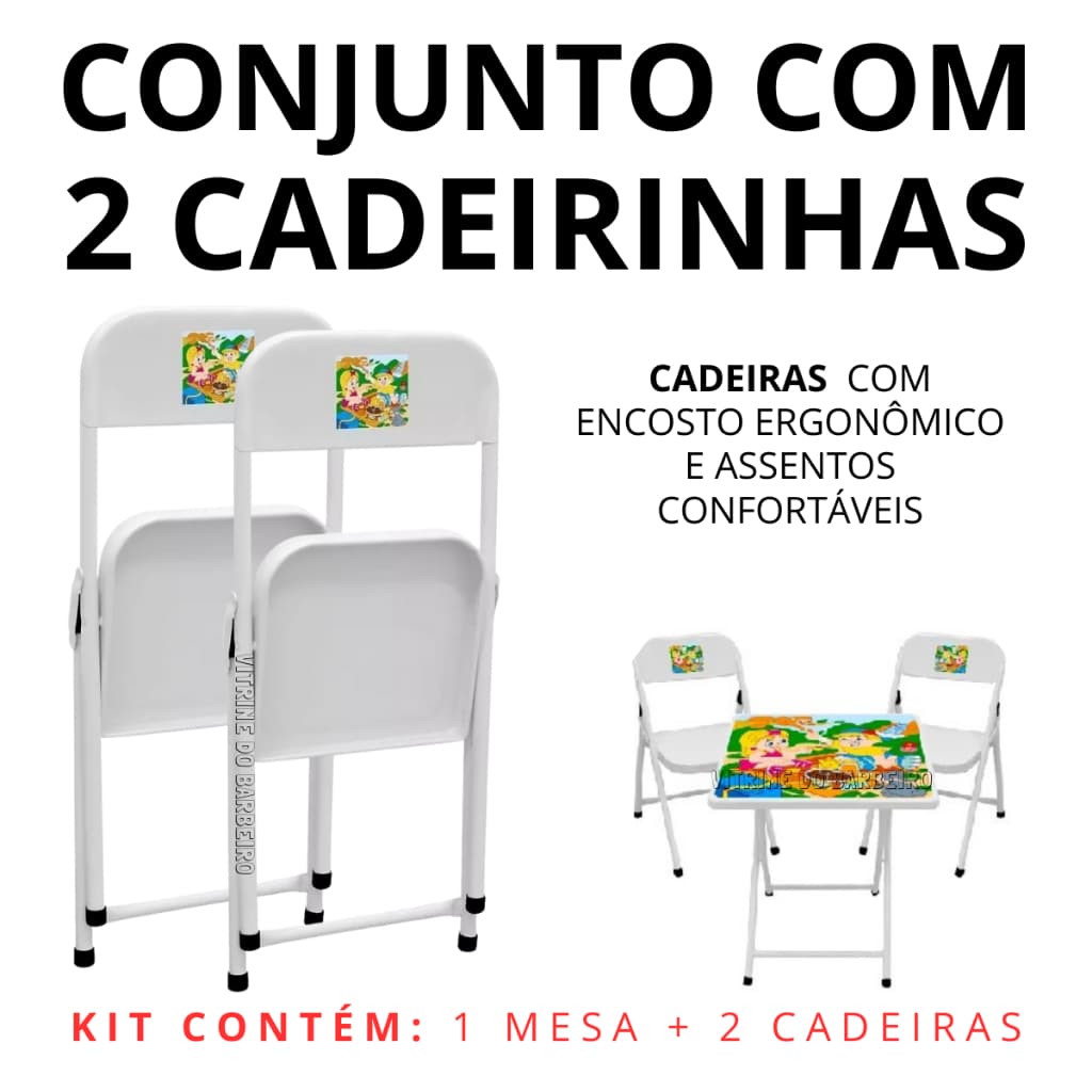 Kit Infantil Mesinha Com 2 Cadeiras Desenho Pintura Diversão