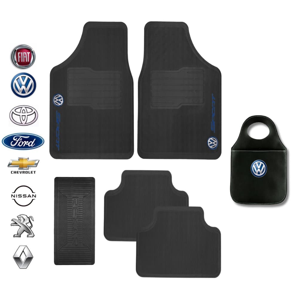 Tapete De Carro Automotivo Personalizado E Lixinho Couro Sintético Automotivo Personalizado