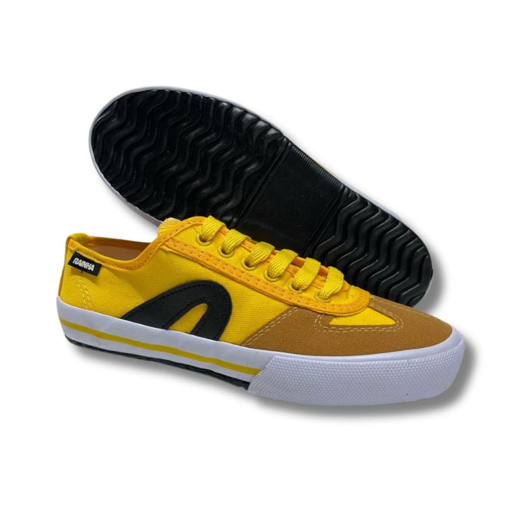 Tênis Rainha VL2500 Amarelo Mostarda Masculino Futsal Capoeira Solado de Borracha