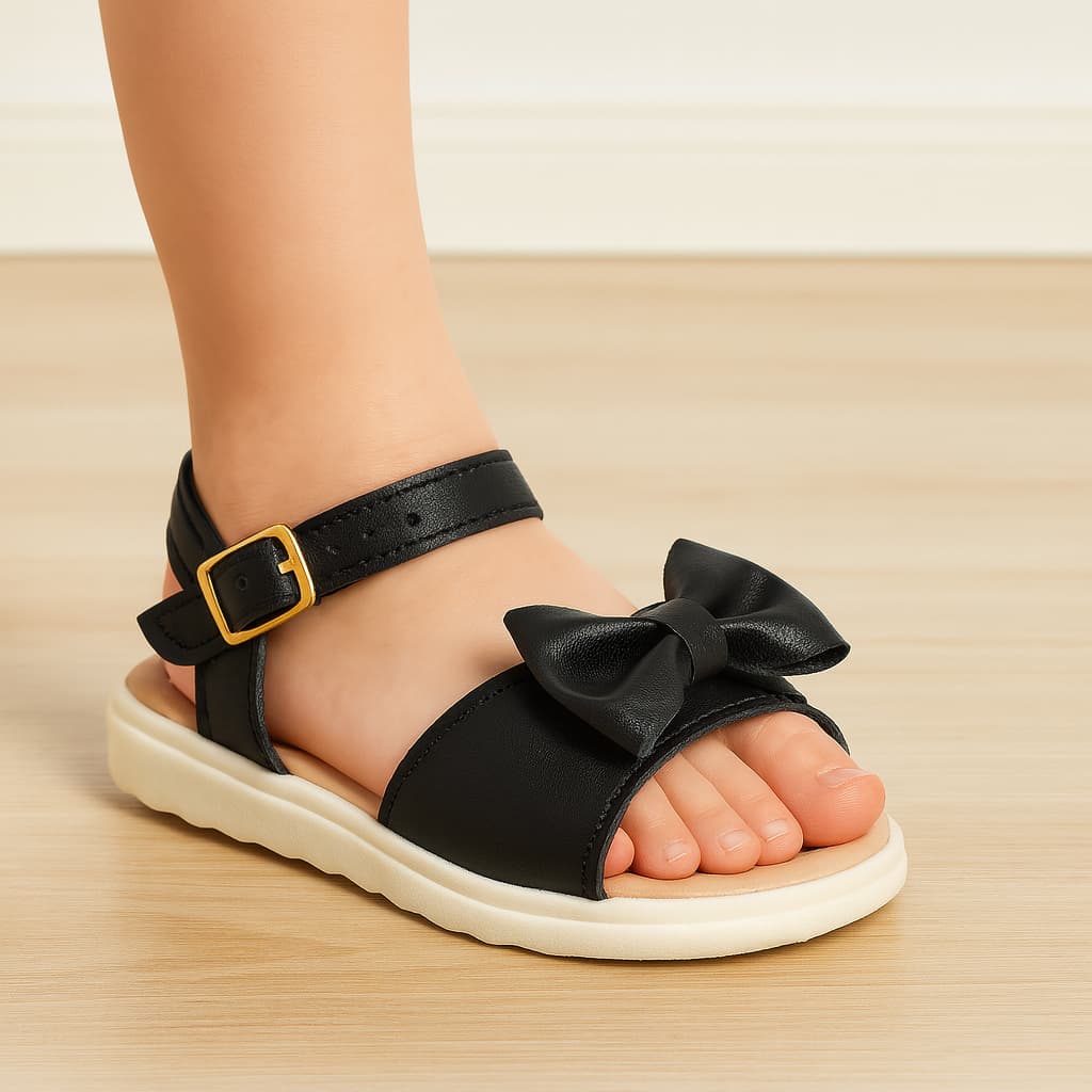 Sandália Infantil Menina Dourada Laço Confortável Daminha Moda Casual Confortável Dia Dia