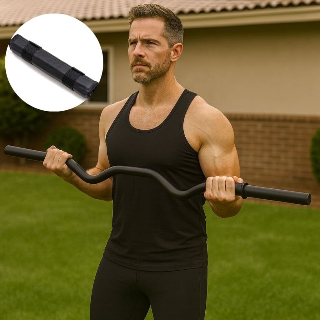Kit Barra W + Protetor de Barra Musculação Agachamento Treino Funcional Academia em Casa Lançamento Envio Imediato