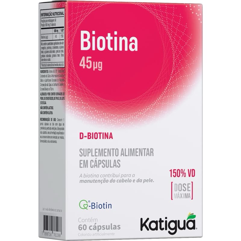Biotina Dose Maxima 500mg 60cápsula Vitamina Cabelo e unhas Katiguá