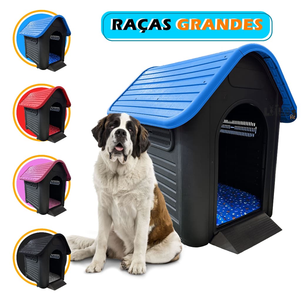 Casinha Plastica Cachorro N9 + Colchão Gigante Pet Casa Cães Porte Reforçada