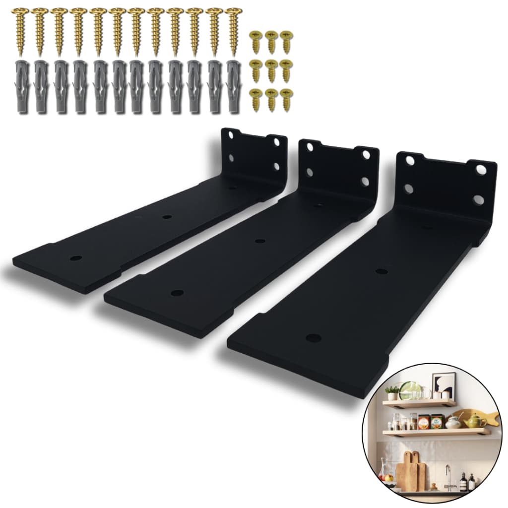 Kit 3 Suportes 20cm Design Largo Mão Francesa Para Prateleira  Cantoneira De Parede Aço Reforçado