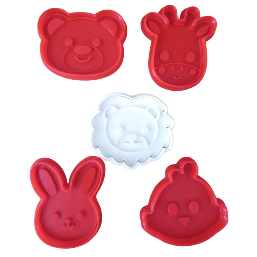 Kit Forminhas de Animais diversos, cores vermelho, branco etc. Massinha modelar, biscoitos, outros.